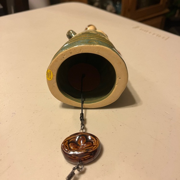 Blue angel bell garden wind chime /porcelain dress/white birds and copper wings - Picture 8 of 9